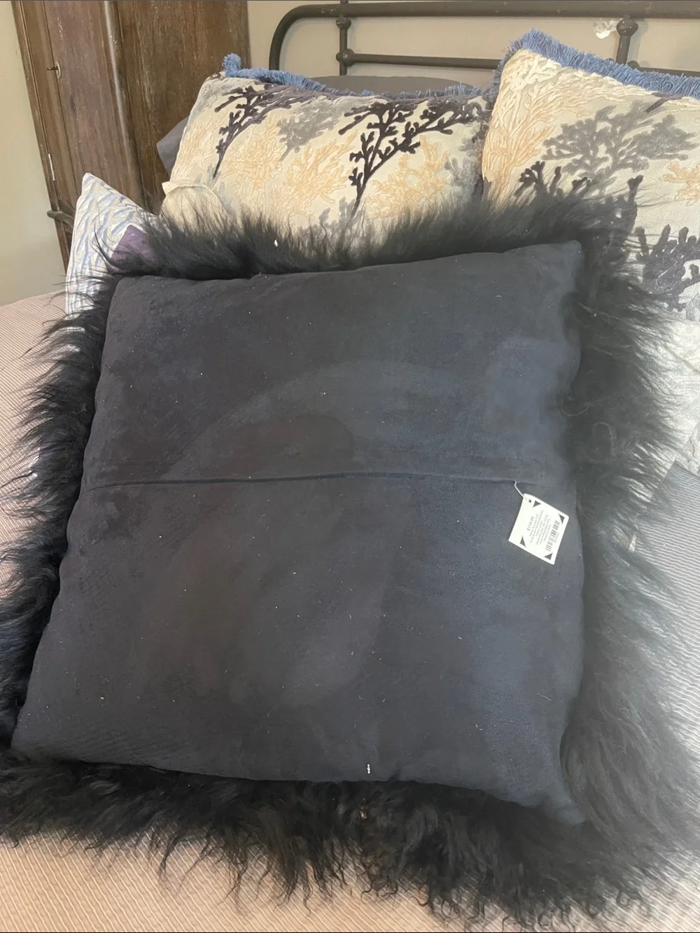 Authentic Mongolian Sheep Skin 19.5” square pillow